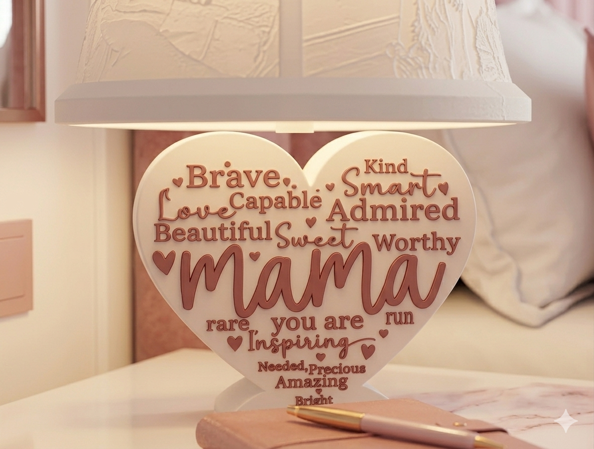 Heart-Shaped "Mama" Table Lamp Base (Base Only)