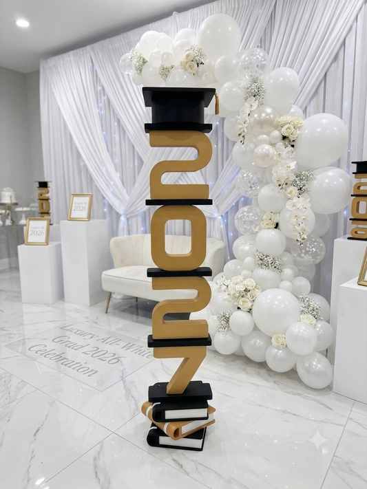 Stacked Graduation Sign with Cap & Books Base