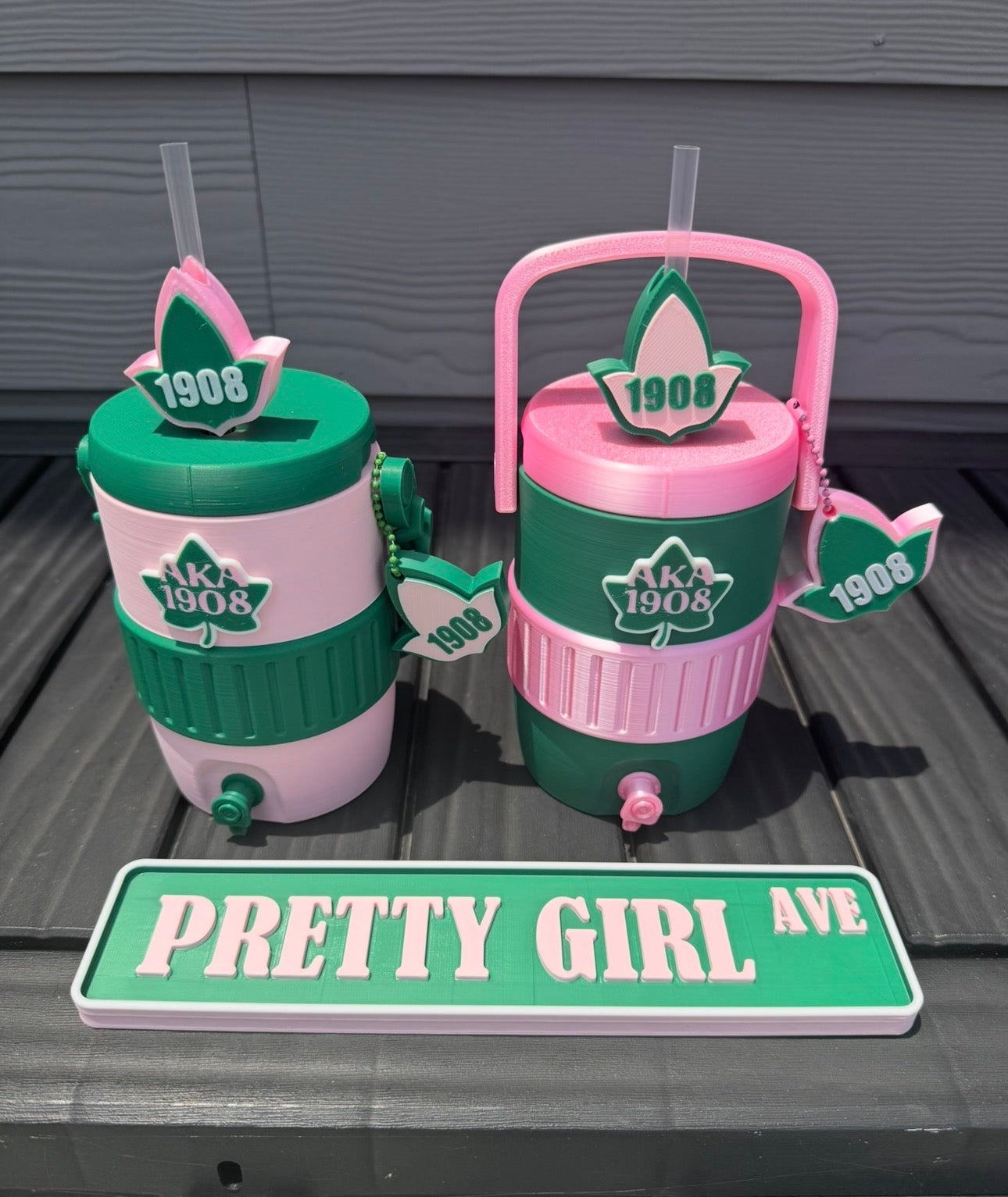 Pink & Green Sorority Can Holder