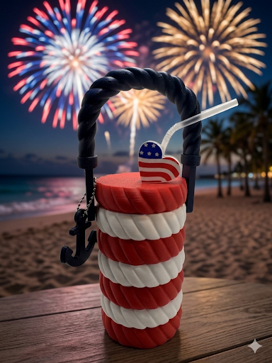 Patriotic Nautical Can Holder | Insulated Drink Caddy